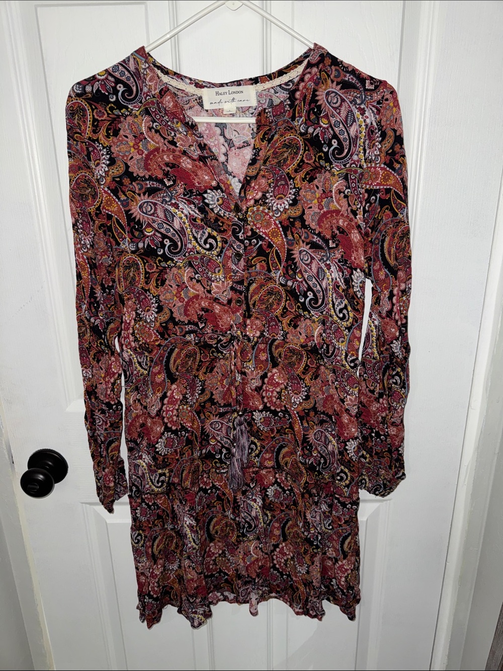Haley London Women's Paisley Long Sleeve Dress